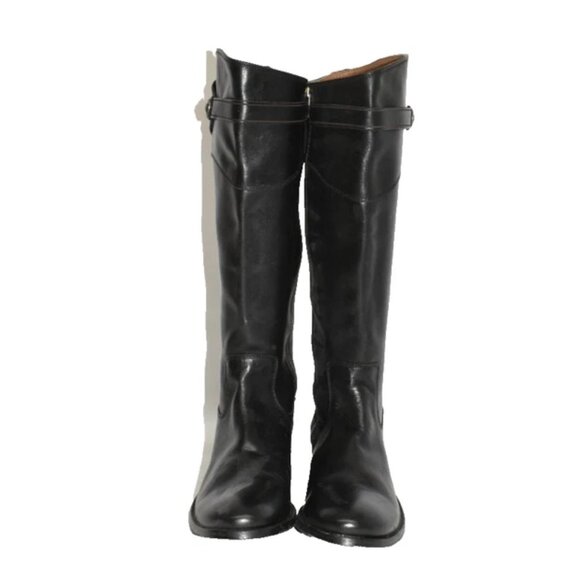 $400 Frye Molly Knee High Black Leather Riding EXTENDED CALF Boots 8.5 (MG29) - Picture 4 of 8